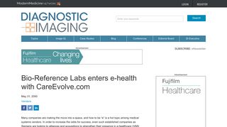 Bio-Reference Labs enters e-health with CareEvolve.com | Diagnostic ...