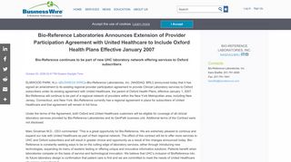 Bio-Reference Laboratories Announces Extension of Provider ...