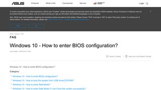 Windows 10 - How to enter BIOS configuration? | Official Support ...