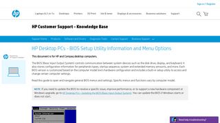 HP Desktop PCs - BIOS Setup Utility Information and Menu Options ...