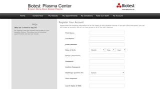 Create One Now - Biotest Plasma Center - Donor Portal