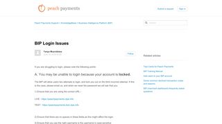 BIP Login Issues – Peach Payments Support