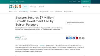 Bipsync Secures $7 Million Growth Investment Led by Edison Partners