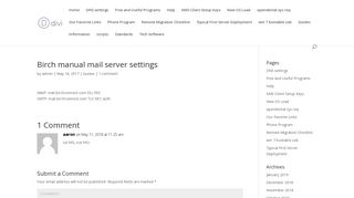 Birch manual mail server settings | 1way Tech blog