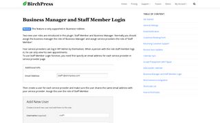 Business Manager and Staff Member Login - BirchPress