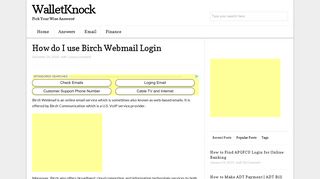 How do I use webmail.birchconnect.com to connect Birch webmail login