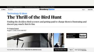 Bird Hunting Can Be Great Fun for Scooter Chargers - Bloomberg