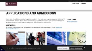 Applications and admissions — Birkbeck, University of London