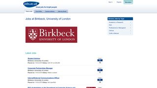 Birkbeck, University of London Jobs on jobs.ac.uk