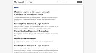 Registering for a Birkenstock Login : My Login Guru