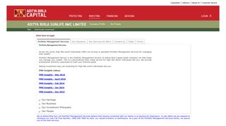 Portfolio Management Services - (BSLAMC) – Birla Sun life Mutual Fund