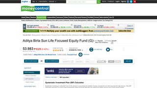 Aditya Birla Sun Life Focused Equity Fund (G) SIP Calculator ...