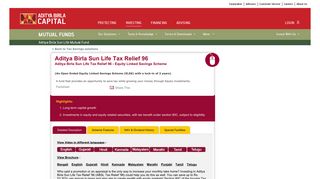 Aditya Birla Sun Life Tax Relief 96 : ELSS Tax Saver Mutual Funds