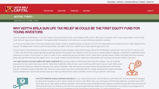 Why Aditya Birla Sun Life Tax Relief 96 Could Be the First Equity ...
