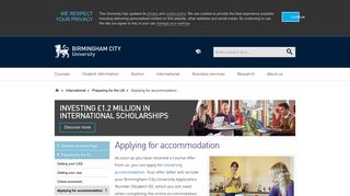 Applying for accommodation | Birmingham City University