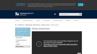 Online enrolment | Birmingham City University