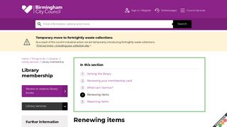 Renewing items | Library membership | Birmingham City Council