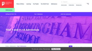 Year 7 Admissions | University of Birmingham School
