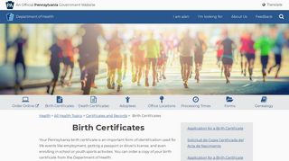 Birth Certificates - Health.PA.gov
