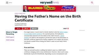 Having the Father's Name on the Birth Certificate - Verywell Family