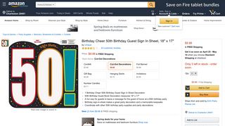 Amazon.com: Birthday Cheer 50th Birthday Guest Sign In Sheet, 18