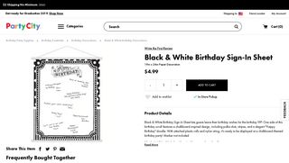 Black & White Birthday Sign-In Sheet 19in x 24in | Party City