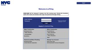 NYC Buildings eFiling Login