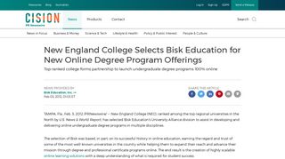 New England College Selects Bisk Education for New Online Degree ...