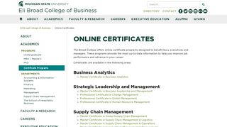 Online Certificates - Eli Broad College of Business | Michigan State ...