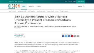 Bisk Education Partners With Villanova University to Present at Sloan ...
