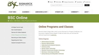 Online Programs and Classes | Bismarck State College