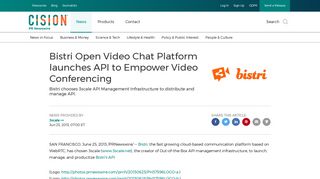 Bistri Open Video Chat Platform launches API to Empower Video ...