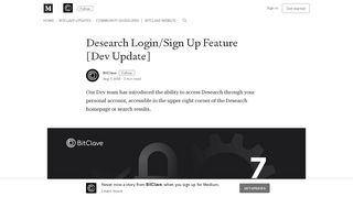 Desearch Login/Sign Up Feature [Dev Update] – BitClave – Medium