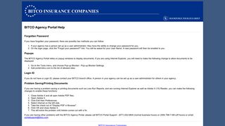 Help - Agency Portal - BITCO Insurance Companies