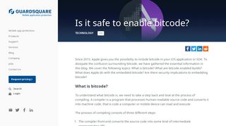 Is it safe to enable bitcode? | Guardsquare
