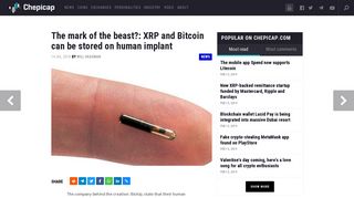 The mark of the beast?: XRP and Bitcoin can be stored on human ...