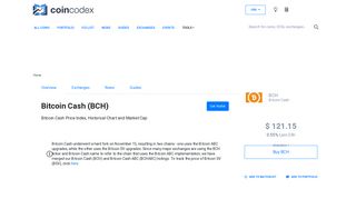 Bitcoin Cash (BCH) Price, Chart, Value & Market Cap | CoinCodex