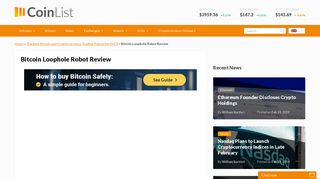 Bitcoin Loophole Crypto Trading Robot | Scam or Not | Coinlist.me