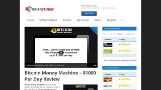 Bitcoin Money Machine – $1000 Per Day Review | Binary Today