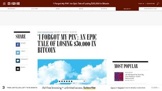 'I Forgot My PIN': An Epic Tale of Losing $30,000 in Bitcoin | WIRED
