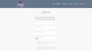 Buy Bitcoin Canada - Sign Up - Step 1