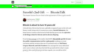 Satoshi's 2nd Gift — BitcoinTalk – Hacker Noon