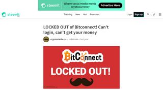 LOCKED OUT of Bitconnect! Can't login, can't get your money — Steemit