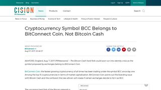 Cryptocurrency Symbol BCC Belongs to BitConnect Coin, Not Bitcoin ...