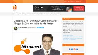 Dekado Starts Paying Out Customers After Alleged BitConnect India ...