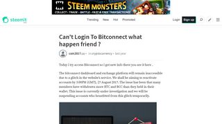 Can't Login To Bitconnect what happen friend ? — Steemit