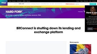BitConnect is shutting down its lending and exchange platform - TNW