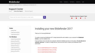 Installing your new Bitdefender 2017