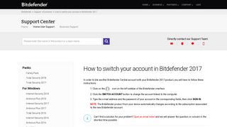 How to switch your account in Bitdefender 2017