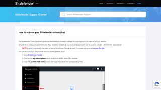 How to activate your Bitdefender subscription